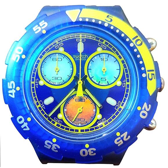 Swatch Watch FLUO WAVE SBN105 1996 Aquachrono DUMMY - Picture 1 of 3